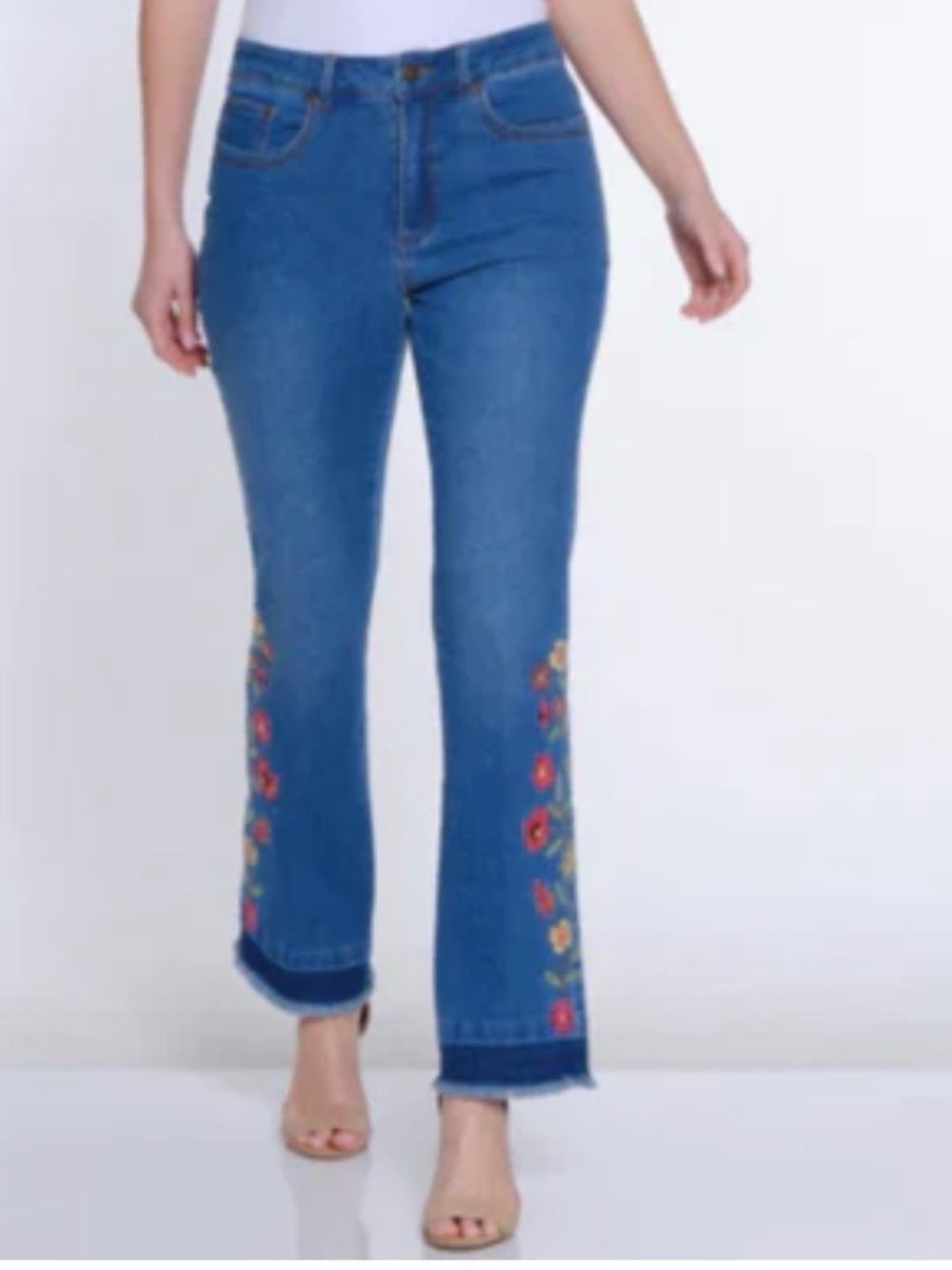 Multiples embroidered boot cut jean